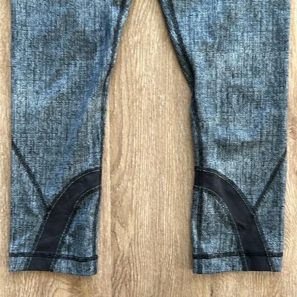 Lululemon Run Inspire II Crop Leggings Burlap Texture Dune/Black 6 Mid Rise - Picture 3 of 7